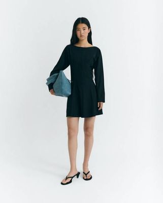 Black fine wool Arianne short dress