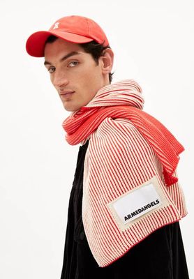 YURAA LOGO SCARF | red alert-oatmilk