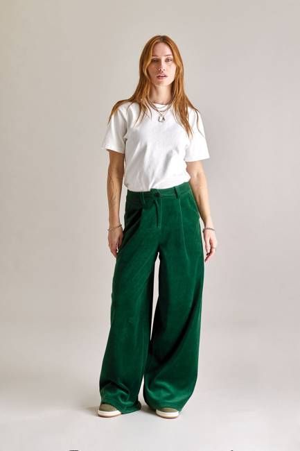 SOFIA Velvet Trouser - Green
