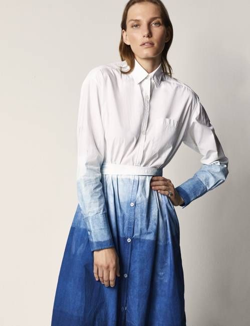 Dip Dye Shirt Dress | Indigo Dip Dye