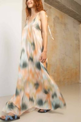 Printed Ecovero Viscose Maxi Dress