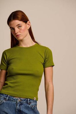 Gracie - Cotton T-Shirt in Khaki