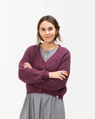 Organic Knit Cardigan berry