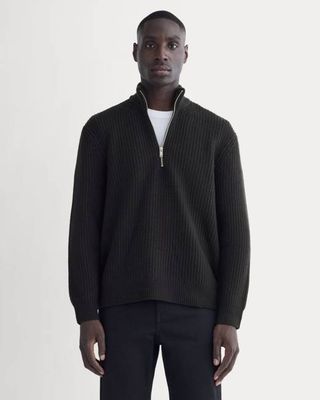 The Felted Merino Half-Zip Sweater | Black