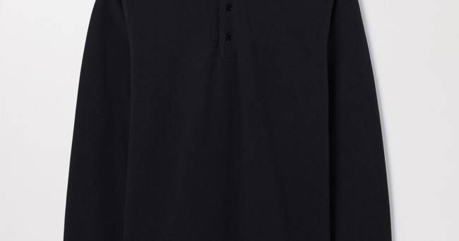 Black Long Sleeve Pique Polo | Organic Cotton | Asket