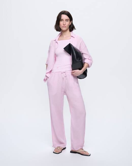 Womens Linen Trousers—Light Lilac