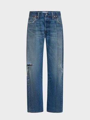 Stovepipe Jean Distressed Mid Blue