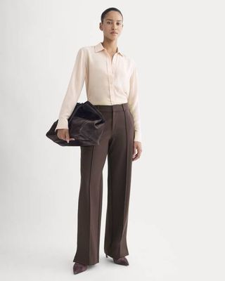 Ponte Wide-Leg Trouser | Dark Chocolate