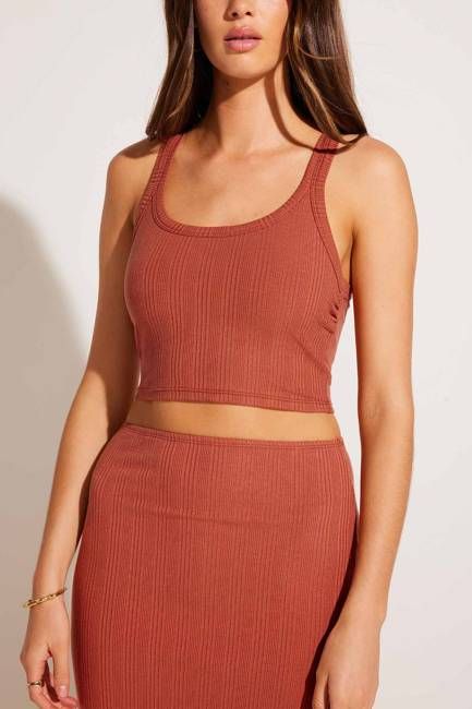 Thalia Crop Top - Terracotta Organic Rib