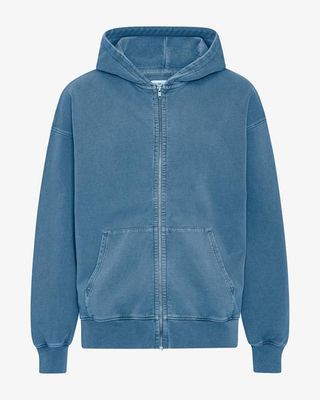 Organic Oversized Zip Hood - Faded Indigo