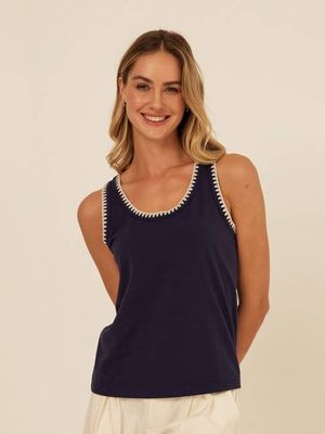 Genevieve Novelty Stitch Eco Jersey Tank