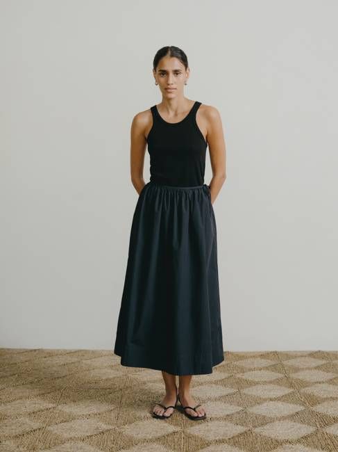 Avita Skirt, Organic Poplin, Black