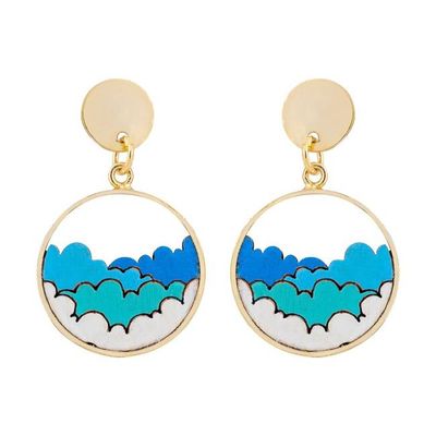 Cloud Eco-friendly Recycled Wood Gold Earrings