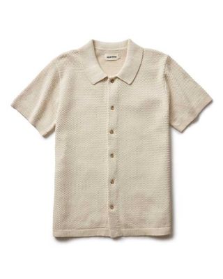 The Button Down Polo in Heather Oat Crochet