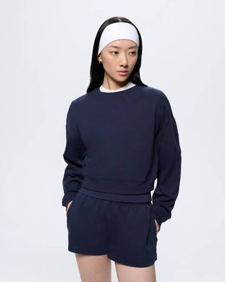 Womens Summer Cropped Sweatshirt—Midnight Navy
