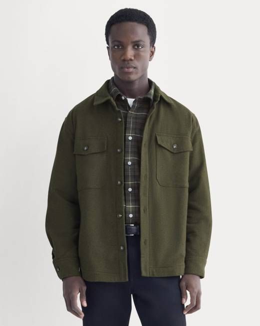 Heavyweight Waffle Twill Overshirt | Heathered Green