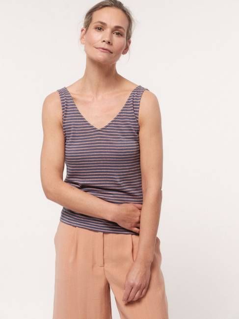 Striped top with V-neck
