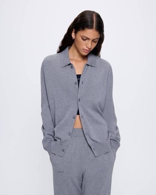 Archive Womens DNA Knitted Collared Shirt—grey marl