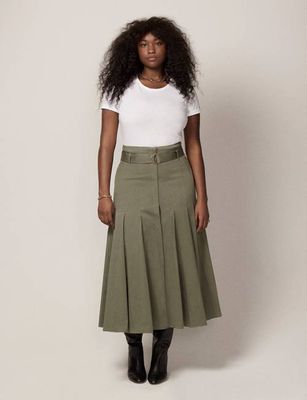 Seamed Flare Skirt - Resale | Olive Green