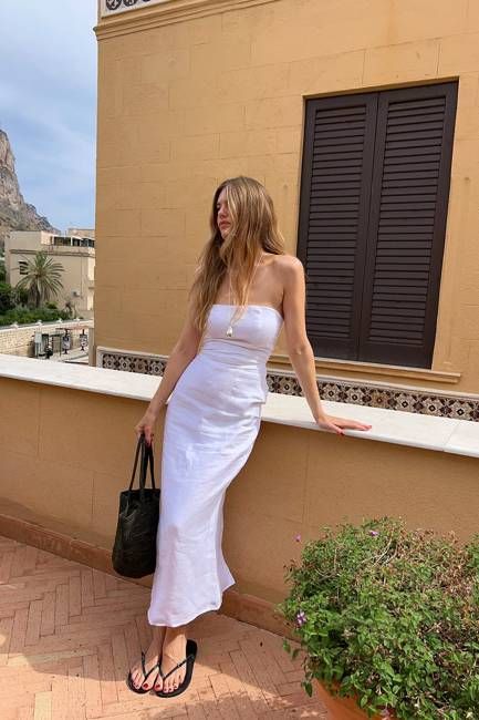 The Frances Bandeau Dress in white