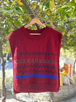 Knitted Wool Vest Burgundy