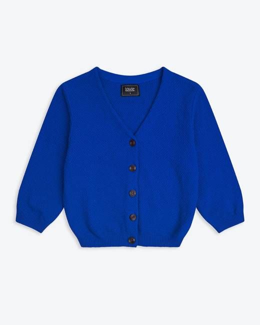 Lowie Cobalt Cotton Waffle Knit Cardigan