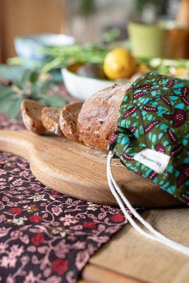 Bread and Produce Drawstring Bag - Forest Foliage