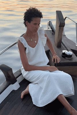 The Jane Ruffled Maxi Dress in off-white