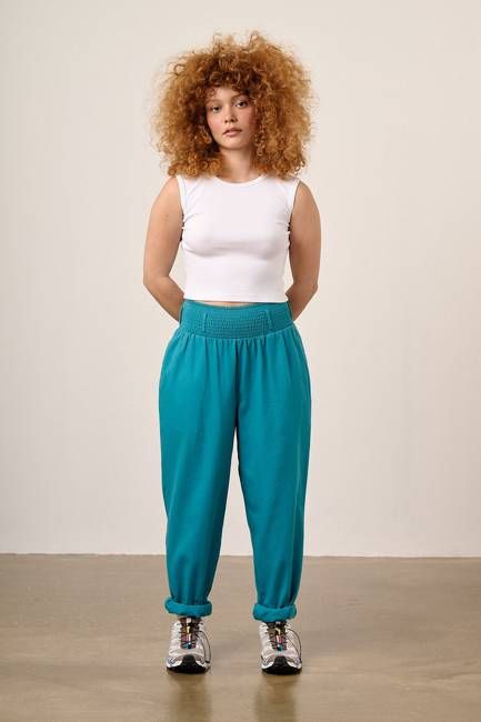 Alexa - Cotton Trousers in Pagoda Blue