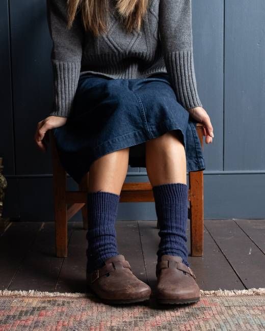 Navy Alpaca Walking Socks