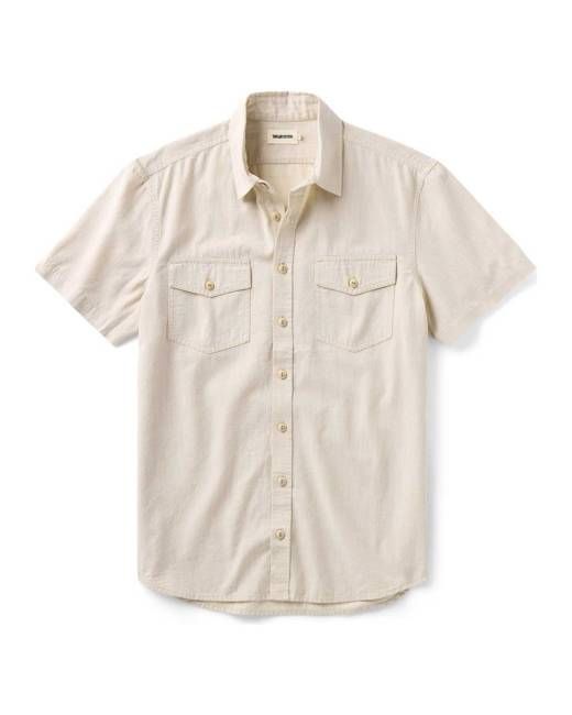 The Short Sleeve Crew Shirt in Natural Chambray