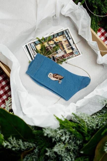 Soft-Knit Wool Socks – Flammulated Owl