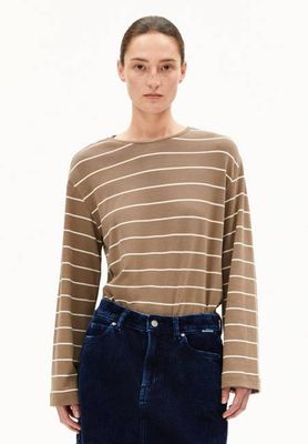 MARYNAA FINE STRIPE LONGSLEEVE| walnut cream-oatmilk