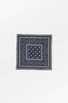 Kleines klassisches Halstuch 55x55 - Dunkelblau/Hellcreme