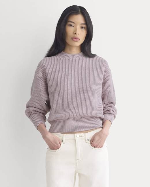 Cropped Ribbed Crew in Everyday Cotton | Burnished Lilac