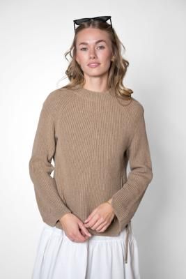 Strickpullover mit Reißverschluss sand