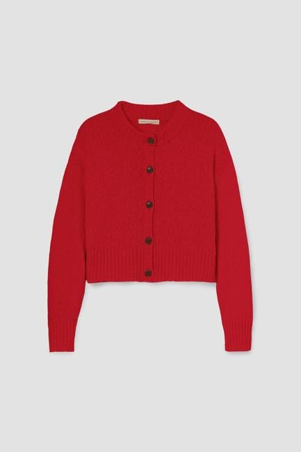 Sugi Cotton Linen Knit Cardigan in Scarlet