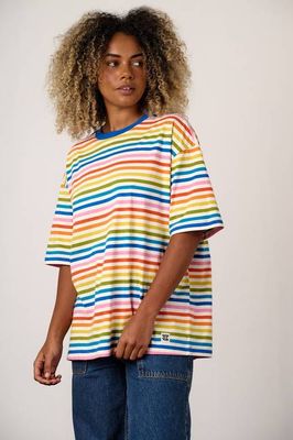 Benny - Oversized Cotton T-Shirt in Vintage Rainbow Stripe