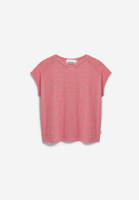 SLUB JERSEY STRIPE T-SHIRT | pink mist-mars red