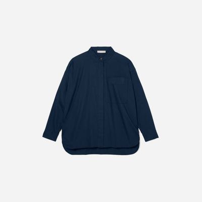The Oversized Silky Cotton Shirt | Navy