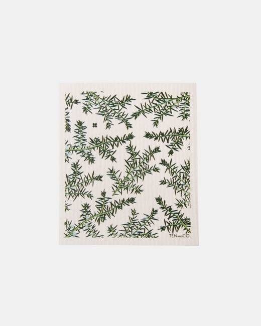 Juniper Greens on White Sponge Cloth <br>Ten & Co.