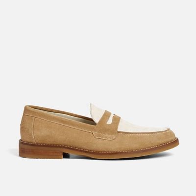 Wilde Beige + White Suede Penny Loafer - Men's