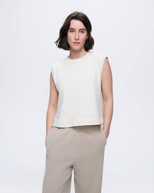 Womens Summer Sleeveless T-Shirt—Bone White