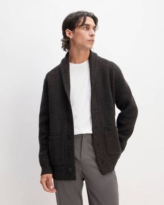 The Felted Merino Shawl Collar Cardigan | Charcoal
