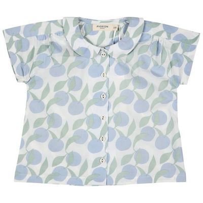 Peter Pan Collar Blouse - Oranges, Blue