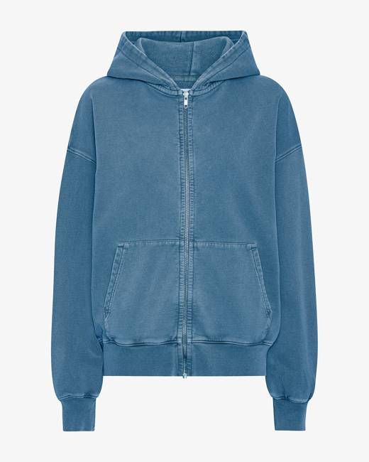 Organic Oversized Zip Hood - Faded Indigo
