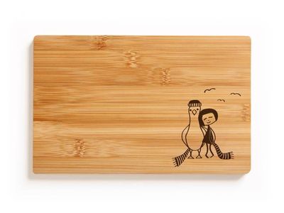 Frühstücksbrettchen Möwen-Liebe Bambus