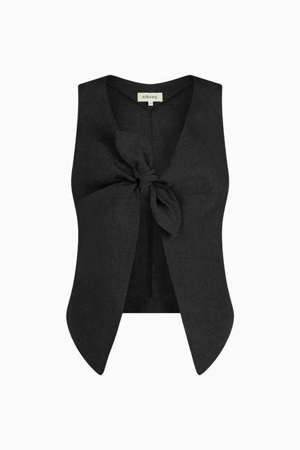 The Lucia Tie Vest in black