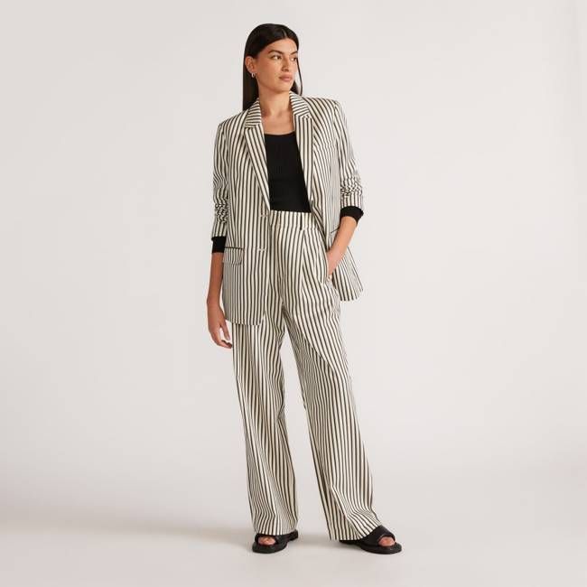 The Draper Pleated Pant in Buttersmooth | Ombre Stripe | 32" Inseam
