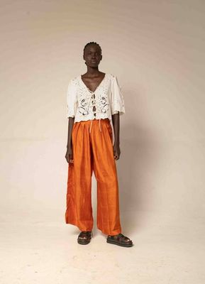 Bag pants - Orange silk